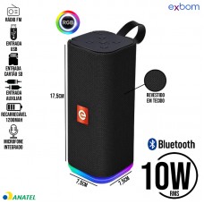 Caixa de Som Bluetooth RGB CS-M33BTL Exbom - Preta
